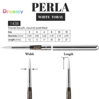 Escoda Perla Series 1438 Artist Watercolor &amp; Acrylic Short Handle Travel Paint Brush, Synthetic White Filament, Art Supplies