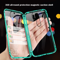 360 Magnetic Metal Case On OnePlus Nord Case Double Tempered Glass Case For Oneplus 7 7T Pro Full Protective Cover One Plus Nord