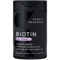Nghiên cứu thể thao Biotin Vegan với dầu dừa hữu cơ - Vitamin B7 Biotin - Không GMO & Không gluten-o