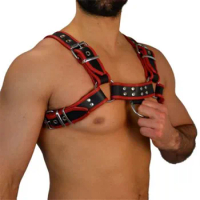 Fetish Gay Faux Leather Chest Harness Men Adjustable Sexual Body Bondage Cage Harness Belts Rave Gay Clothing for Adult Sex