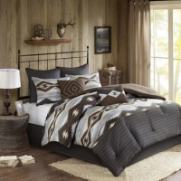 Comforter Set - All Season Down Alternative Warm Bedding Layer and Matching Shams, Oversized Queen,Grey/Brown