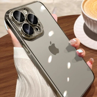 適用iPhone15Pro全包鏡頭膜手機殼蘋果13電鍍精孔14MAX透明保護套