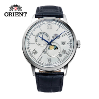 【ORIENT 東方錶】ORIENT 東方錶 SUN&amp;MOON系列 羅馬數字日月相錶 皮帶款 白色 - 41.5 mm(RA-AK0802S)