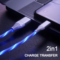 Type C Mobile Phone Charging Cable Flow Luminous USB Data Wire Cord LED Micro Cable 1M For Samsung Huawei Xiaomi Android Phones
