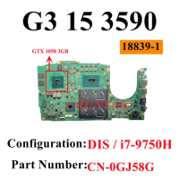 18839-1 GJ58G FOR Dell G3 15 3590 Laptop Motherboard I7-9750H GTX1050(3GB) CN-0GJ58G 0GJ58G Mainboard FULL TEST 100%Work