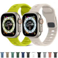 Soft Silicone Strap For Apple Watch Ultra Band 49mm 44mm 45mm 40mm 41mm 42mm Sport Bracelet Watchband iWatch 9 8 7 6 5 4 SE Belt