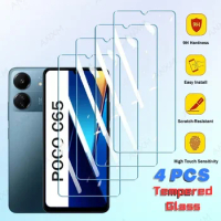 4Pcs Tempered Glass For Xiaomi POCO C65 F5 X5 F4 X4 F3 X3 F2 Pro GT Cover Screen Protector POCO C65 F5 X5 Pro Protective Glass