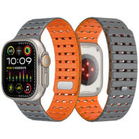 Magnetic Sport Two-Tone Silicone Strap For Apple Watch Ultra 2 49mm Band For iWatch Series 45mm 44mm 42mm Replacement Watchband