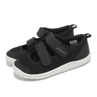 【asics 亞瑟士】涼鞋 Meshoes Mini 中童 黑 白 魔鬼氈 護趾 小朋友 休閒鞋 亞瑟士(1144A365002)