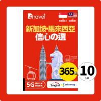 B4travel 新加坡+馬來西亞 10GB 5G 上網卡（365日/年卡）