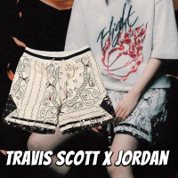 【NIKE 耐吉】休閒褲 Travis Scott X Jordan scott 聯名 短褲 腰果花 米色 男款 DO4100-104(休閒褲)