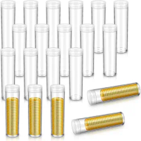 10Pcs Coin Storage Tube Small Dollar Coin Container Plastic Round Clear Coin Holders Dollar Coin Organizer Coin Storage Tube