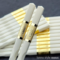 合金筷子家用套裝10雙20耐高溫不發霉防滑歐式家庭仿象牙高檔快子