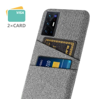 Luxury Fabric Phone Cover for Vivo X70 Pro Plus, Case with Dual Card, Coque Fundas