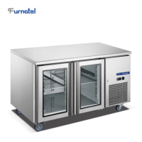 270L Commercial Kitchen Stainless Steel Undercounter Refrigerator 2 Glass Door Refrigerator