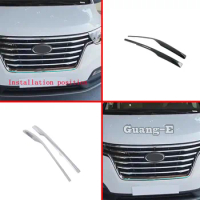 Car ABS Plastic Trim Front Stick Grid Grill Grille License Plate Frame 2PCs For Hyundai Starex H-1 H1 2018 2019 2020 2021 2022