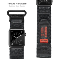 Super Rugged Nylon Sport Band for Apple Watch 40 41 45 40 44mm for iwatch 7 5 6 se 2 3 38mm 42mm strap bracelet wristbelt Black