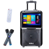 Android system BT Screen Mirroring function Trolley speaker with screen hone karaoke system/outdoors karaoke player