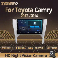 TIEBRO For Toyota Camry 2012-2014 Car Radio 2 Din Android 10.0 GPS Car Radio Multimedia Video Player Navigation NO 2Din DVD