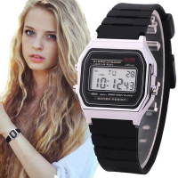 【Cw】 Mewah Emas Digital Wanita Jam Tangan Ultra-Nipis Sukan Led Elektronik Pergelangan Tangan Watch Jam Bercahaya Ladies Watch Girls Montre Femme