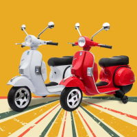 【聰明媽咪兒童超跑】偉士牌Vespa原版授權 加大升級款 兒童電動摩托車(PX150兩色可選)