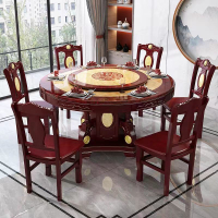 Dining Tables and Chairs Round Table with Turntable Solid Wood Marble round Table Dining Table Home Use Set Marble Dining-Table round