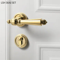High Quality Zinc Alloy Security Door Lock Modern Silent Bedroom Door Locks Indoor Wooden Door Handle Lockset Household Hardware