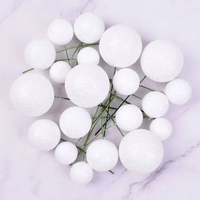 TOPPER CAKE BOLA GLITER HIASAN KUE ULANG TAHUN ISI 20 PCS Gliter Putih