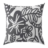 BRUKSVARA 靠枕, 碳黑色 白色/花朵圖形, 50x50 公分