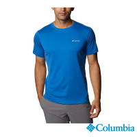 【Columbia 哥倫比亞 官方旗艦】男款-UPF30涼感快排短袖上衣-藍色(UAE60840BL / 2023春夏品)