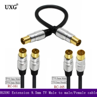 RG59U Extension Cable 9.5mm TV Male to Female Adapter Cord Coaxial TV Cable for Satellite TV Modem Set-top Box Gold Plated Cable