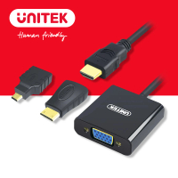 【UNITEK】HDMI轉VGA 轉換器 Micro / Mini HDMI 轉接頭 Y-6355(轉接)