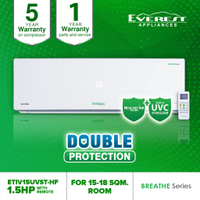 EVEREST 1.5HP Inverter Split Type Aircon/Fast Cooling/ FIlter/ Self Clean/ Remote Control/ 15-18 sqm
