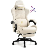 GTPLAYER Chair Computer Gaming Chair (Leather, Ivory)， office furniture gaming chair
