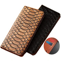 Python Grain Cowhide Leather Magnetic Closed Holster Case For OPPO A95 5G/OPPO A94 5G/OPPO A93 5G/OPPO A93S 5G Flip Cover Funda