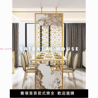 新中式不銹鋼輕奢屏風現代簡約高端隔斷墻餐客廳入戶玄關裝飾定制