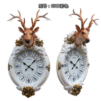 北歐個性鹿頭鐘表掛鐘客廳現代簡約大氣創意歐式時鐘家用裝飾靜音