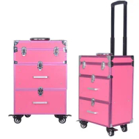 2019 Professional Pull-rod Cosmetic Box Woman Luggage Cosmetic Case With Wheels Cosmetics Suitcases For Makeup Large 3 Colors