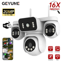10K 20MP WiFi Security Camera 4 Lens 4 Screen 360° PTZ 16X Zoom Waterproof Home Surveillance CCTV Ou