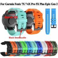 26mm 20mm 22mm Silicone QuickFit Watchband Straps For Garmin Fenix 7X 7 7S 6X 6 6S Pro 5S Epix 2 Smartwatch Wristbands Bracelet