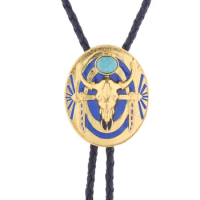 Golden Western bull head Bolo Tie