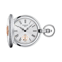 【TISSOT 天梭 官方授權】T865.405.99.038.00 小秒針手上鍊懷錶 附鍊-銀x白/49.8mm 母親節(T8654059903800)