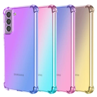 Gradient Color Transparent Case for Samsung Galaxy S21 FE S20 FE 2022 Shockproof Anti-fall Phone Cover for Samsung S23 S22 S21