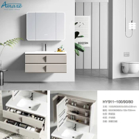 Hotel Cabinet Design Vanity Bathroom Wash Basin Wall Mounted Stainless Steel Bathroom Cabinet With Mirror