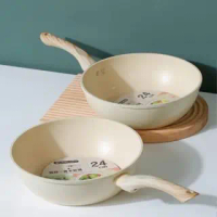 Non Stick Beige Dark MAIFAN Stone Wok / Fry Pan Kitchenware Cooking Pot