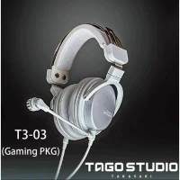 日本 TAGO STUDIO T3-03 (Gaming PKG) 全罩式電競級耳機麥克風/專業監聽耳機-輕量型白款.日本製公司貨