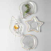 米諾清新海洋貝殼系列無鉛水晶玻璃碗海螺造型盤點心盤網紅沙拉盤
