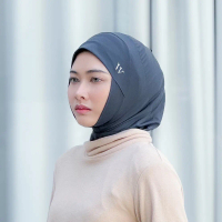 SPORT HIJAB สีเทาอมฟ้า ทรงสวยมาก ใส่ว่ายน้ำ ออกกำลังกาย ทำงาน ไปเที่ยว ไม่ร้อน หูไม่อื้อ แห้งง่าย