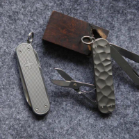 Hand Made Titanium Alloy Customs Handle Scales for 58 mm Swiss Army Classic SD Knife(Scales Only, Knife Not Included)
