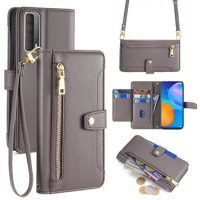 Ladies Zipper Wallet Phone Case for Huawei P Smart 2021 Y9S Y7P Y8P Y6P Y5P Y7A Y9A Y8S Crossbody Case Leather Flip Cover